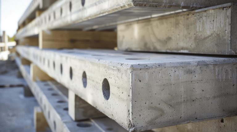 Des poutres en béton préfabriquées
