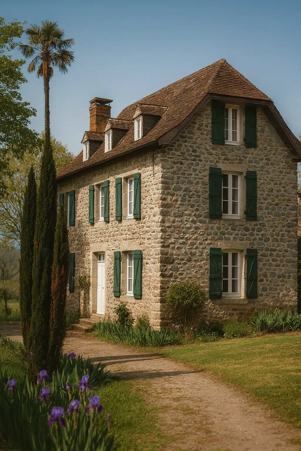 Photo d'une maison béarnaise et son jardin
