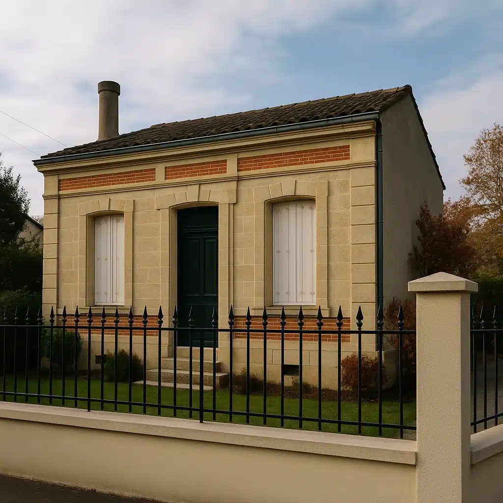 Photo d'une échoppe bordelaise et de sa grille