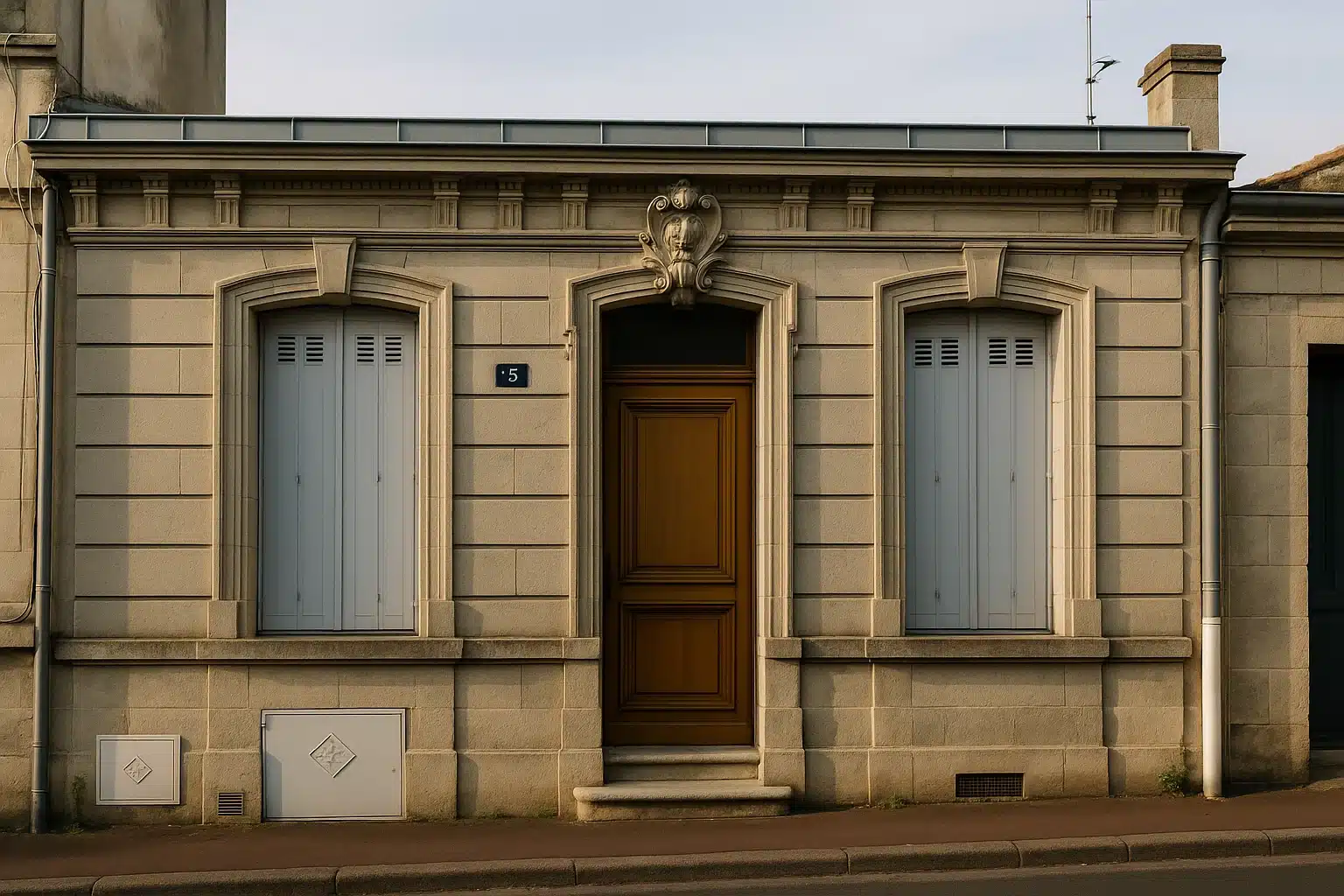 Photo d'une échoppe bordelaise avec deux volets