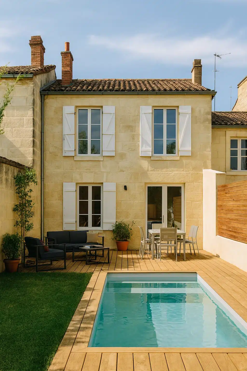échoppe bordelaise avec une piscine