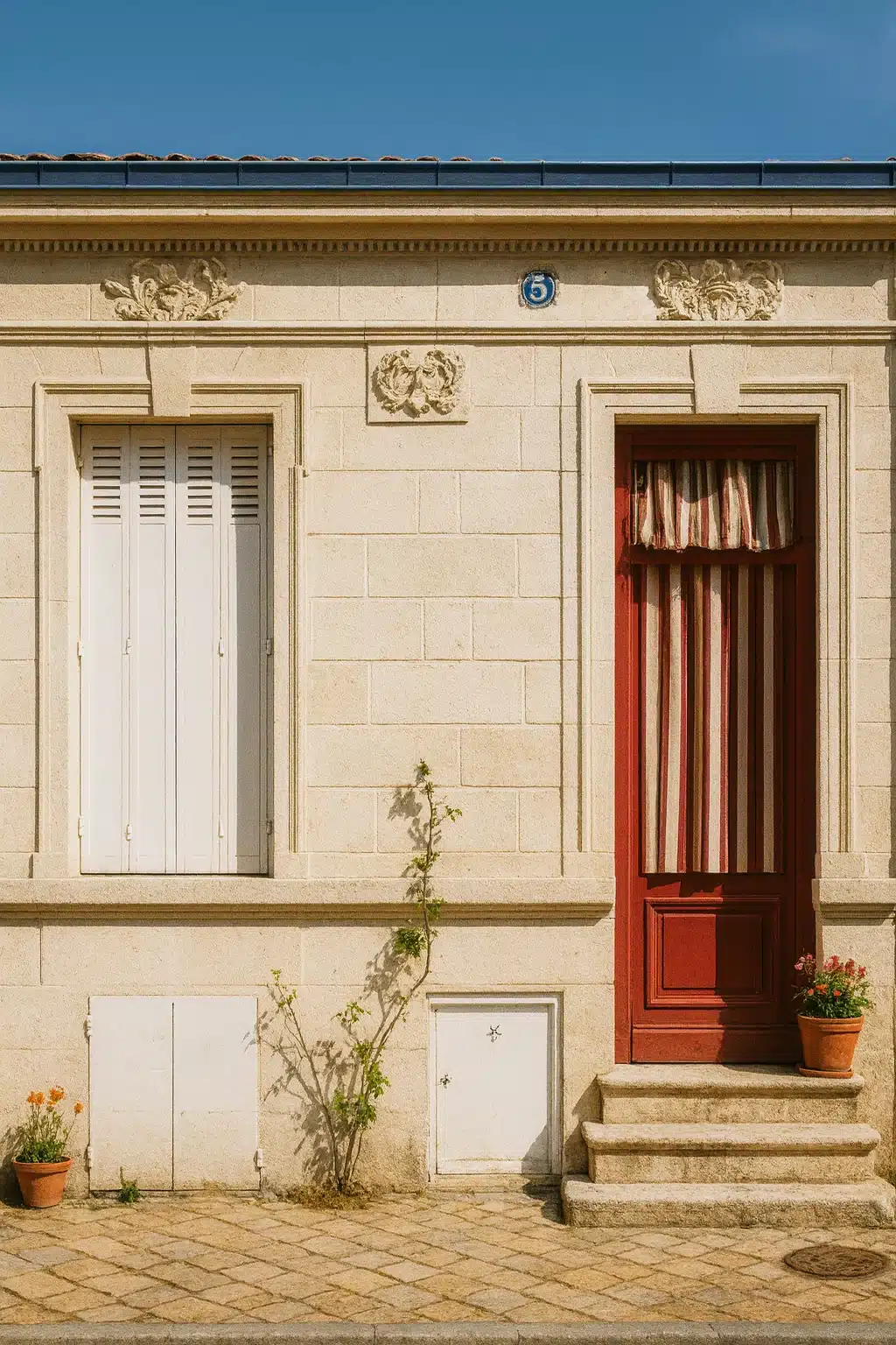 Façade en gros plan d'une échoppe bordelaise
