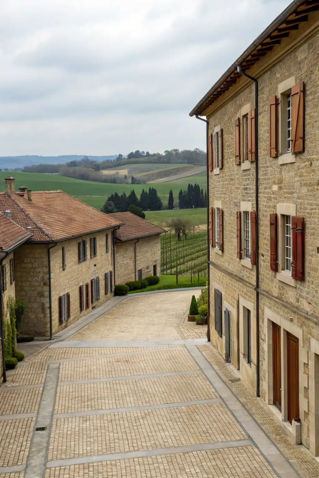 Rue avec des maisons picardes traditionnelles