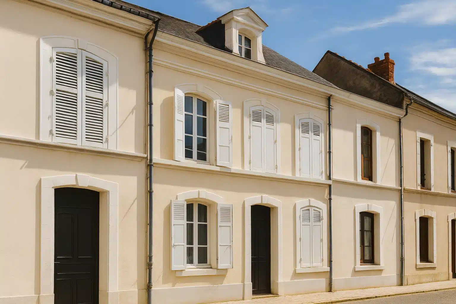 Maisons mancelles traditionnelles dans une rue