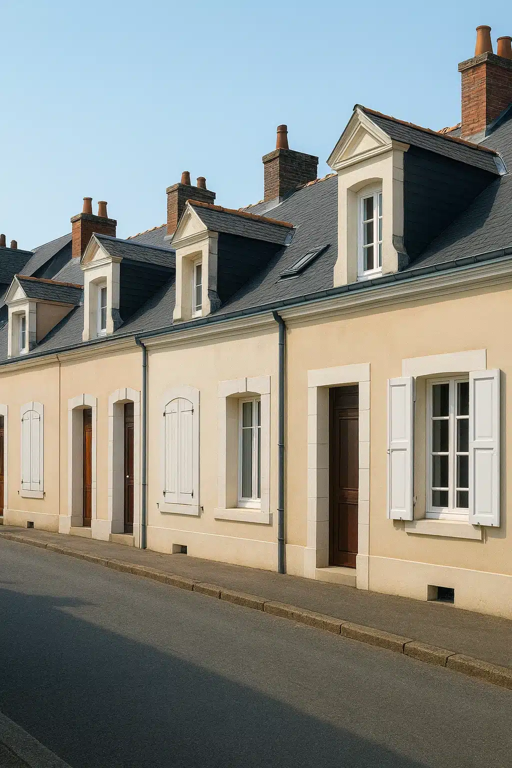 Plusieurs maisons mancelles alignées