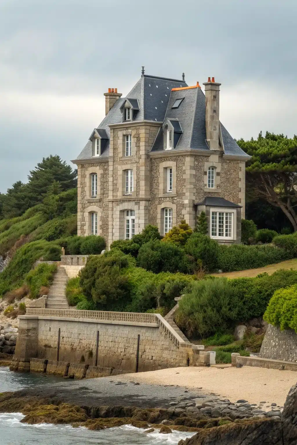 Malouinière au bord d'une plage
