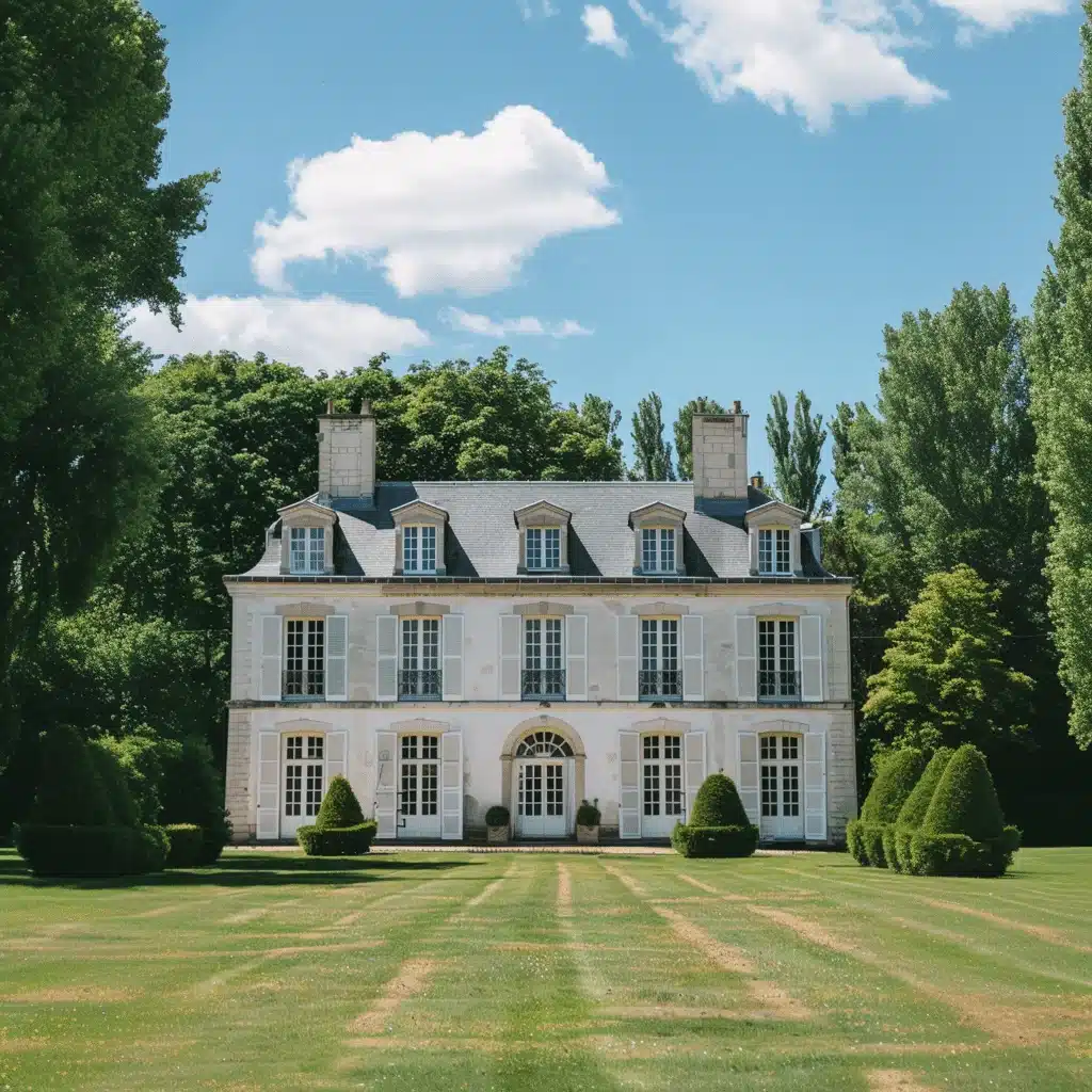 Vue de face d'une malouinière entourée d'arbres