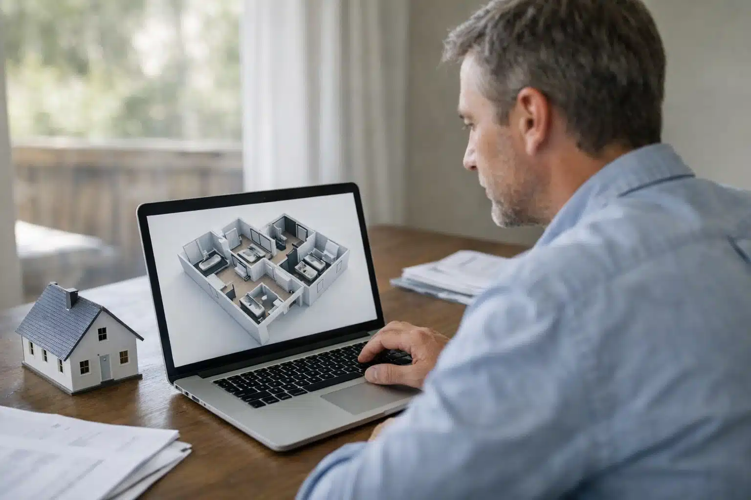 Agent immobilier utilisant l'intelligence artificielle sur tablette pour optimiser son activité professionnelle